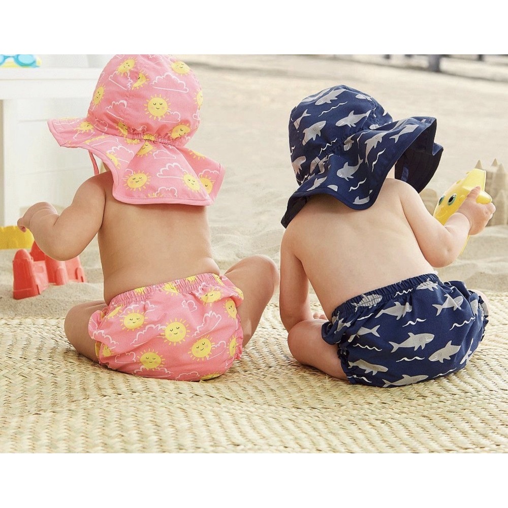 NEW! Pottery Barn Kids Sunshine Diaper Cover Matching Sun Hat Pink 6-12 M